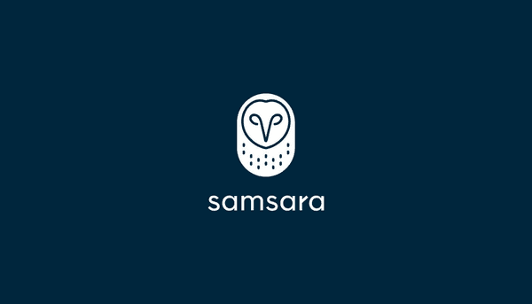 Samsara logo on dark teal background